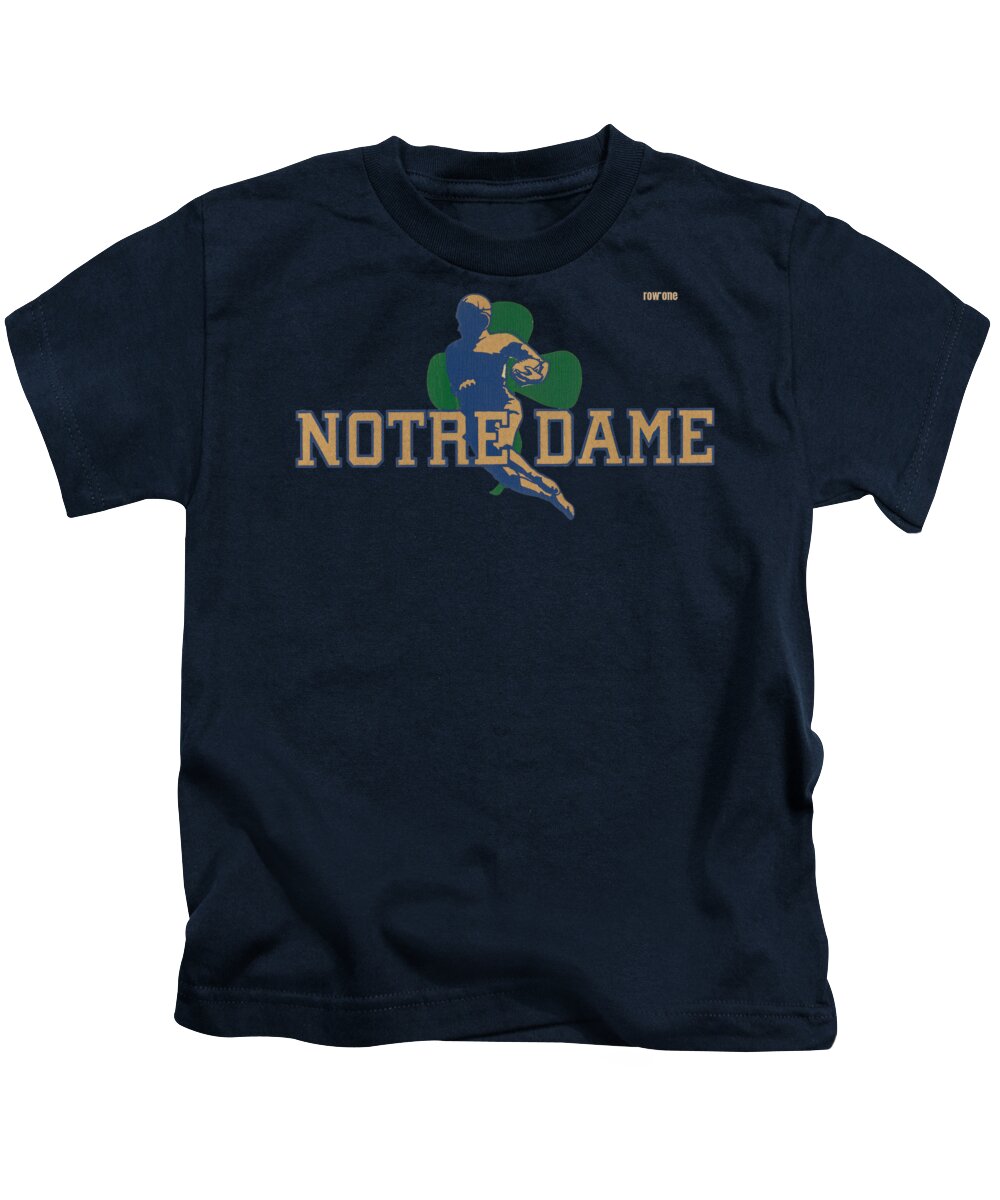 Notre Dame Kids T-Shirt featuring the mixed media Vintage Notre Dame Football Art by Row One Brand