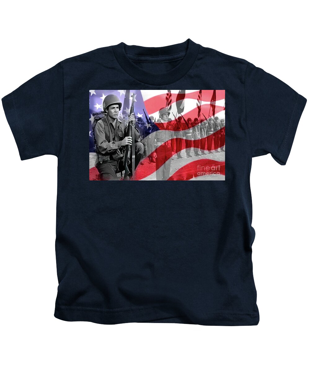Audie Murphy Kids T-Shirt featuring the photograph Audie Murphy American War Hero by Dyle Warren
