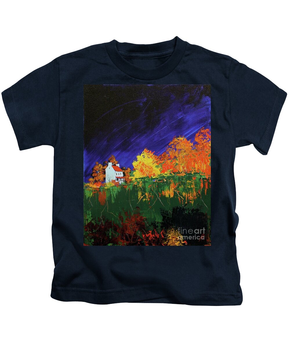 Landscape Kids T-Shirt featuring the painting Autumn FArmhouse by William Renzulli