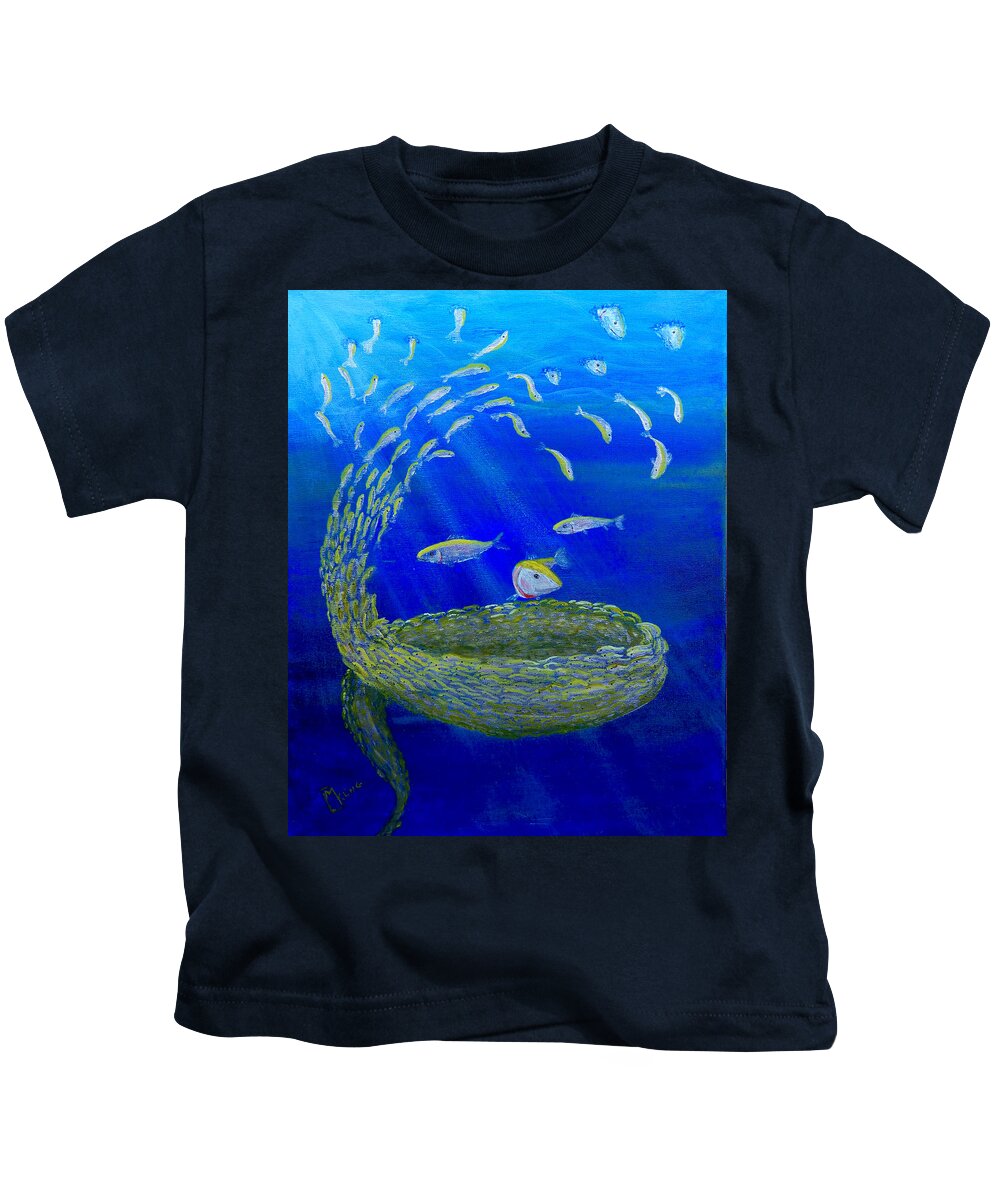 Sea Kids T-Shirt featuring the painting Bait Ball by Mike Kling