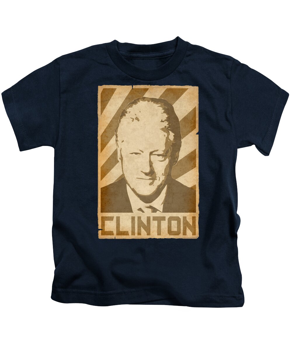 Bill Kids T-Shirt featuring the digital art Bill Clinton Retro Propaganda by Megan Miller