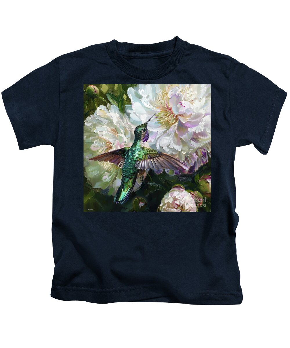 Hummingbird Kids T-Shirt featuring the painting Black Chinned Hummingbird 2 by Tina LeCour