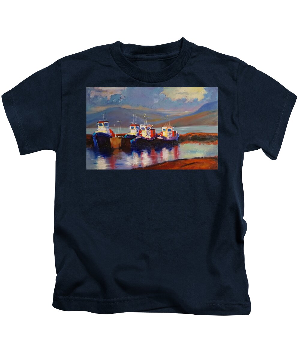Boats in Lonely Marina Kids T-Shirt by Tartaruga Aguilera - Pixels