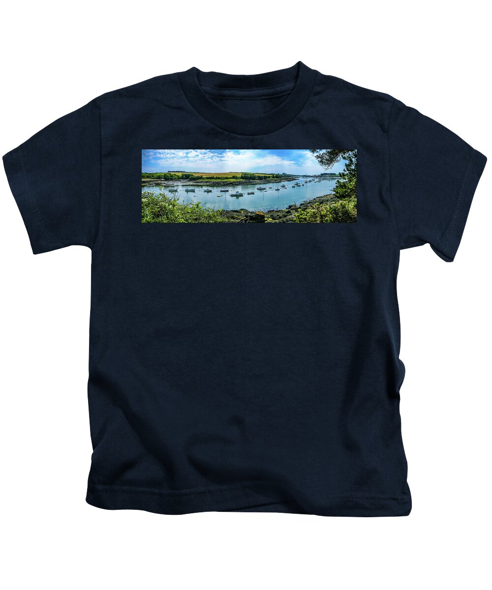 France Kids T-Shirt featuring the photograph Boats in the harbor by Jim Feldman