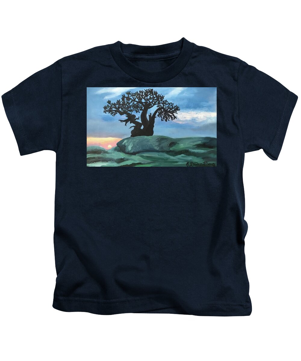 Bonzai Kids T-Shirt featuring the painting Bonzai Sunset by Judy Dimentberg