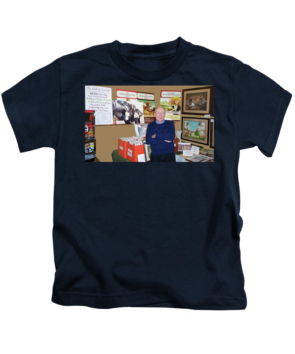 Reynold Jay Kids T-Shirt featuring the photograph Book Signing Booth Antique Warehouse by Reynold Jay