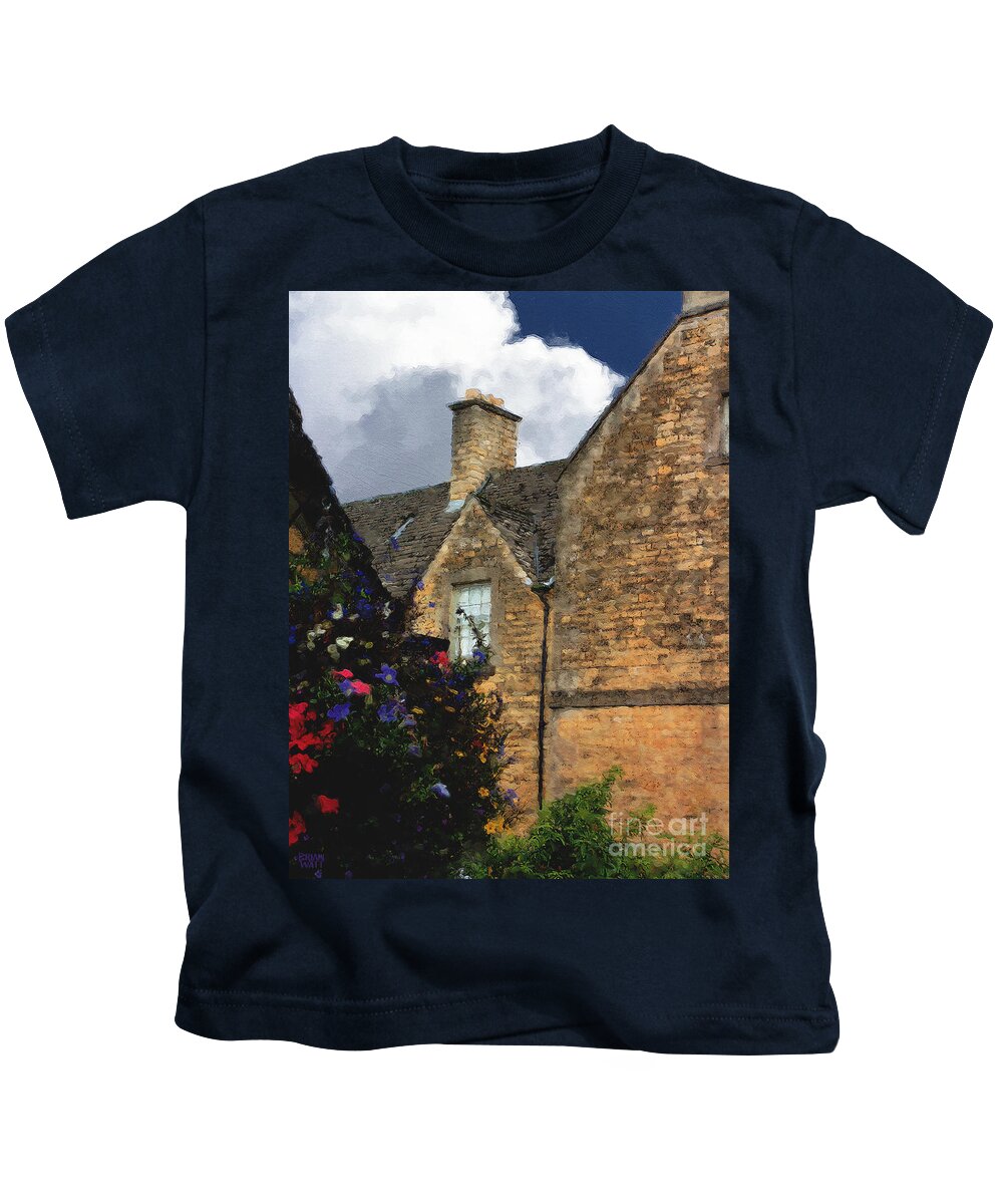 Bourton-on-the-water Kids T-Shirt featuring the photograph Bourton Back Alley by Brian Watt