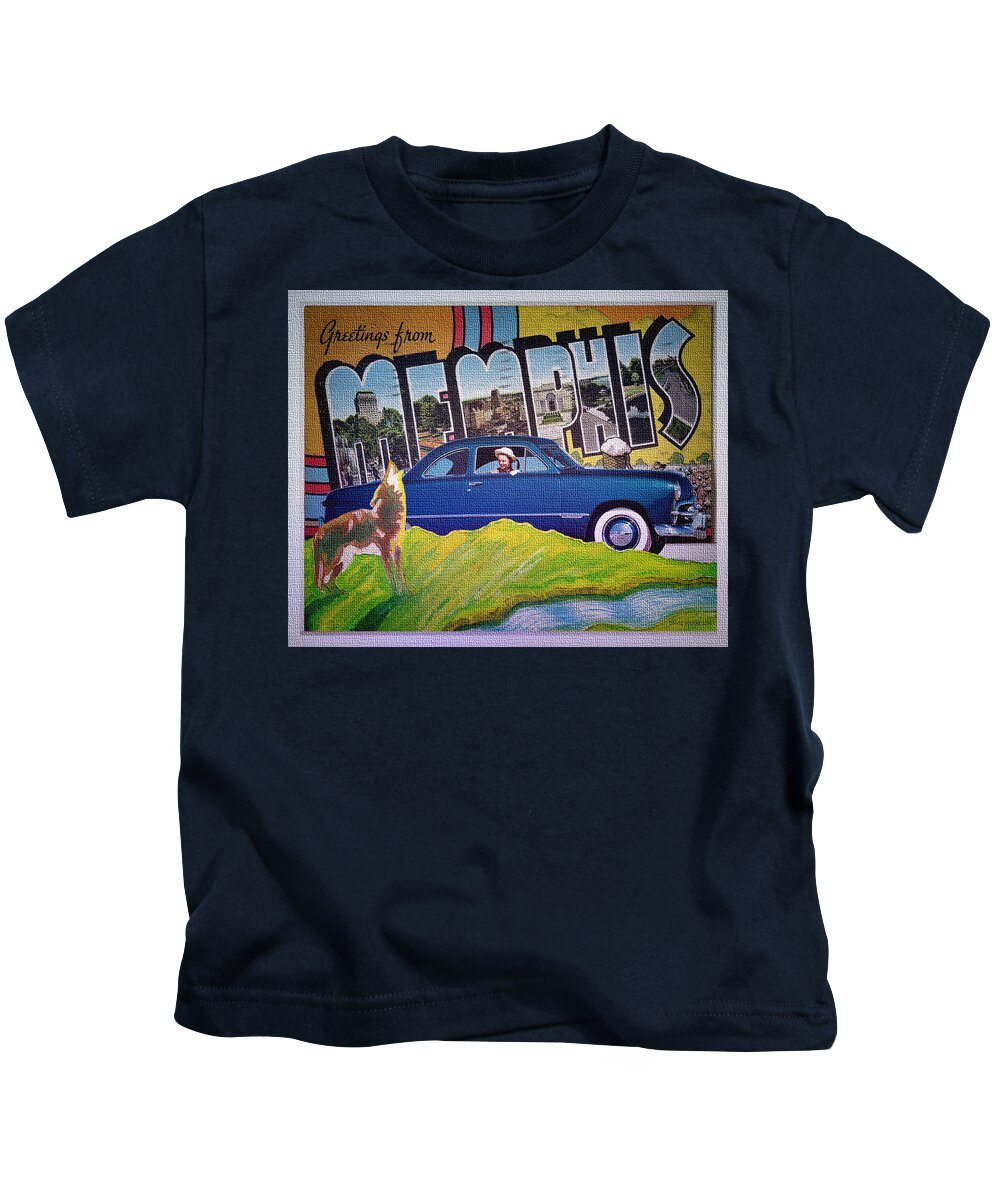 Dixie Road Trips Kids T-Shirt featuring the digital art Dixie Road Trips / Memphis by David Squibb