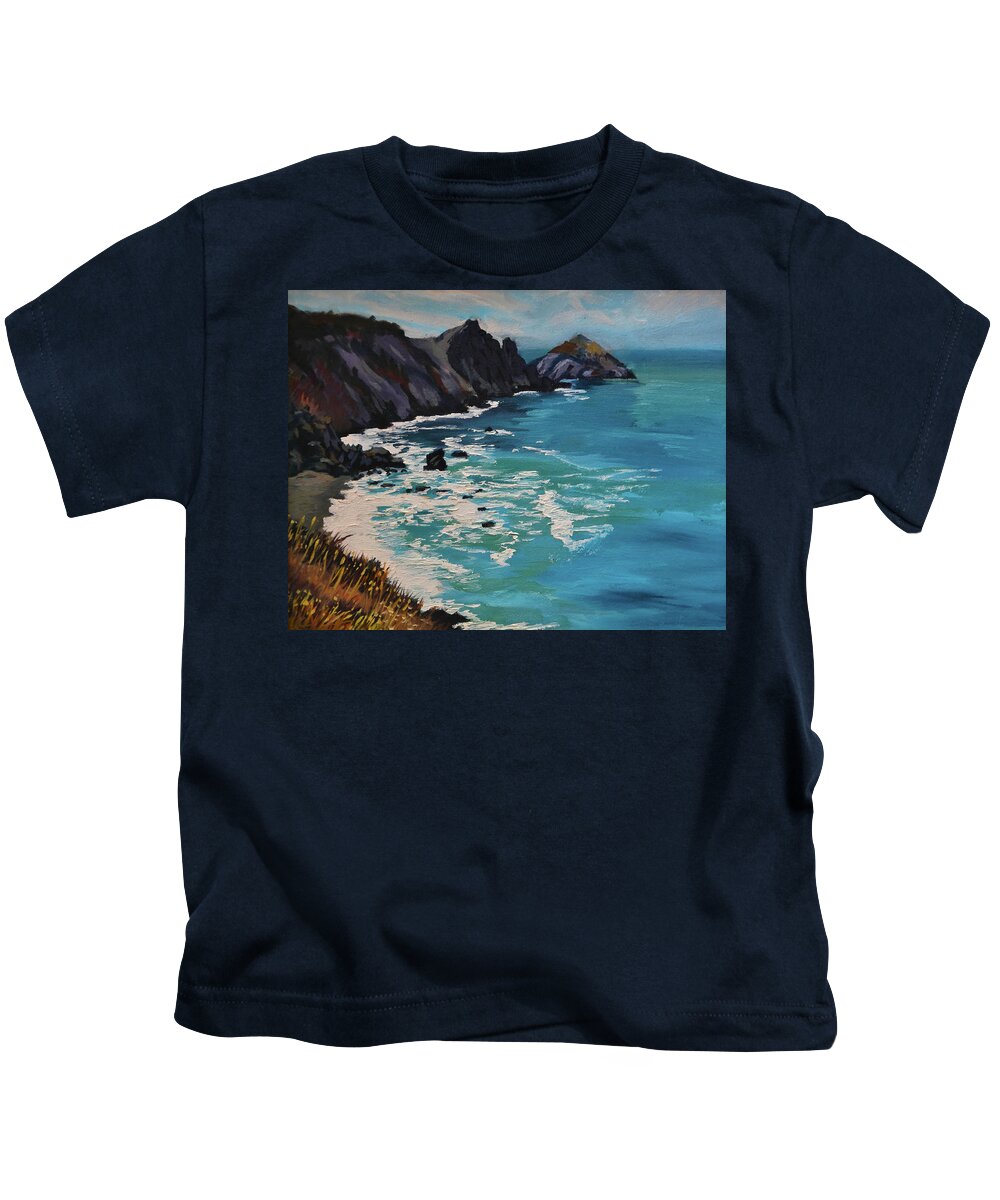 Pacific Kids T-Shirt featuring the painting California Coast by Alice Leggett