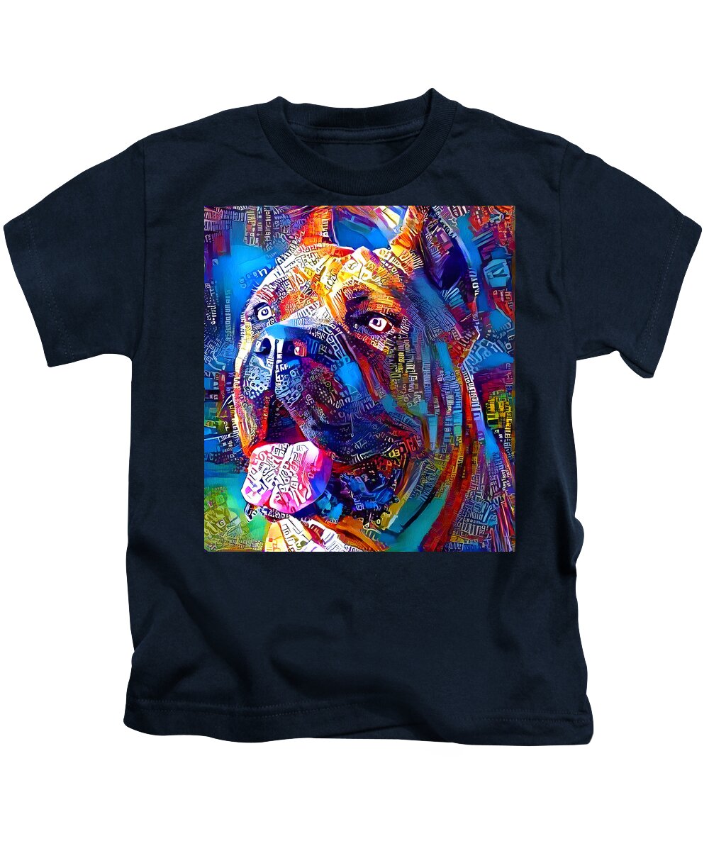 Cane Corso Kids T-Shirt featuring the digital art Cane Corso head - colorful painting by Nicko Prints