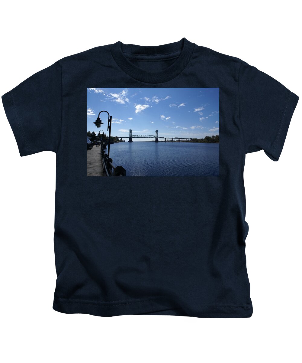 Wilmington Kids T-Shirt featuring the photograph Cape Fear Memorial Bridge by Heather E Harman
