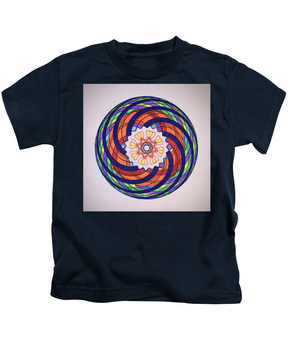 Spirograph Kids T-Shirt featuring the drawing Chakra Series #9 by Steve Sommers