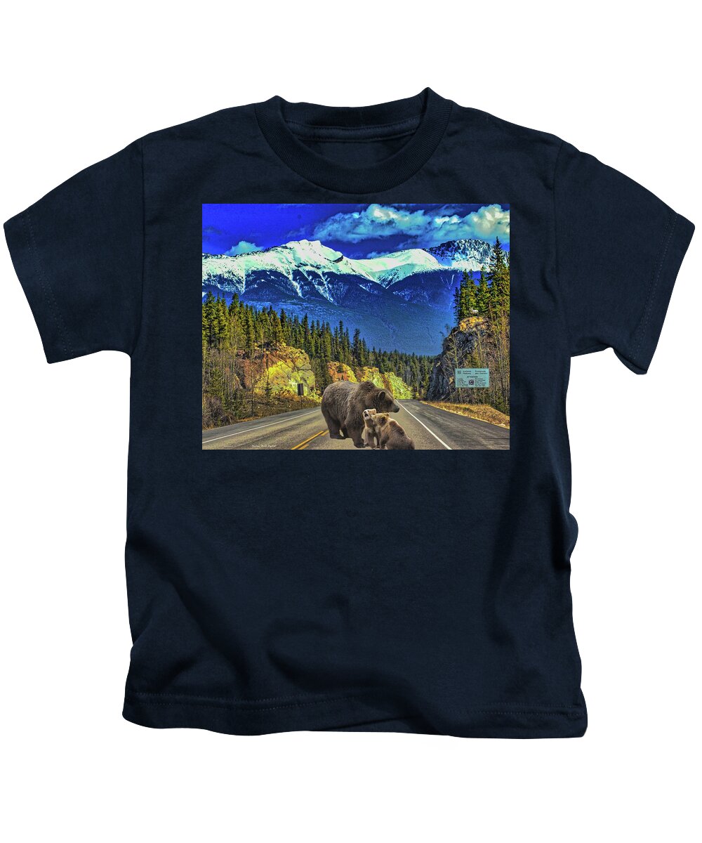 Grizzly Bears Kids T-Shirt featuring the digital art Chief in the Mountain by Norman Brule