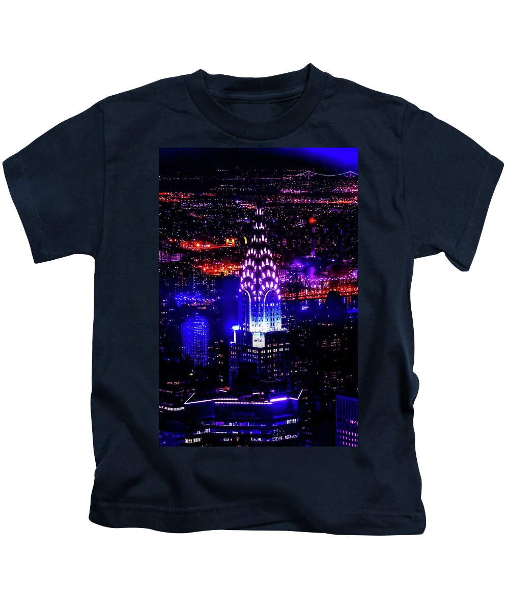 New York City Kids T-Shirt featuring the photograph Chrysler Lights by Az Jackson