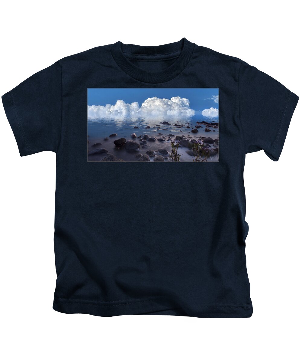 Clouds Kids T-Shirt featuring the photograph Clouds along the River by Barbara Zahno