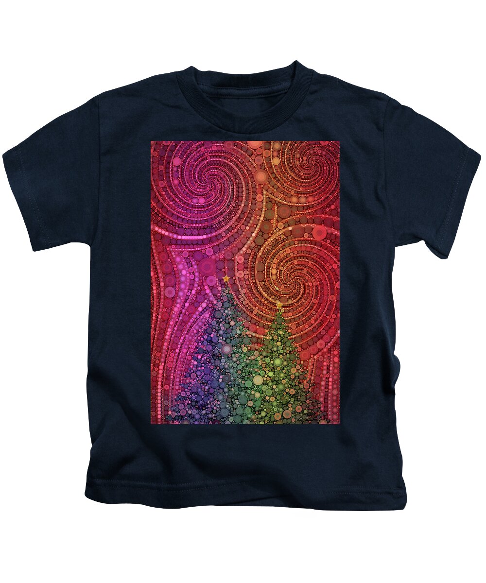 Christmas Trees Kids T-Shirt featuring the digital art Colorful Christmas Trees by Peggy Collins