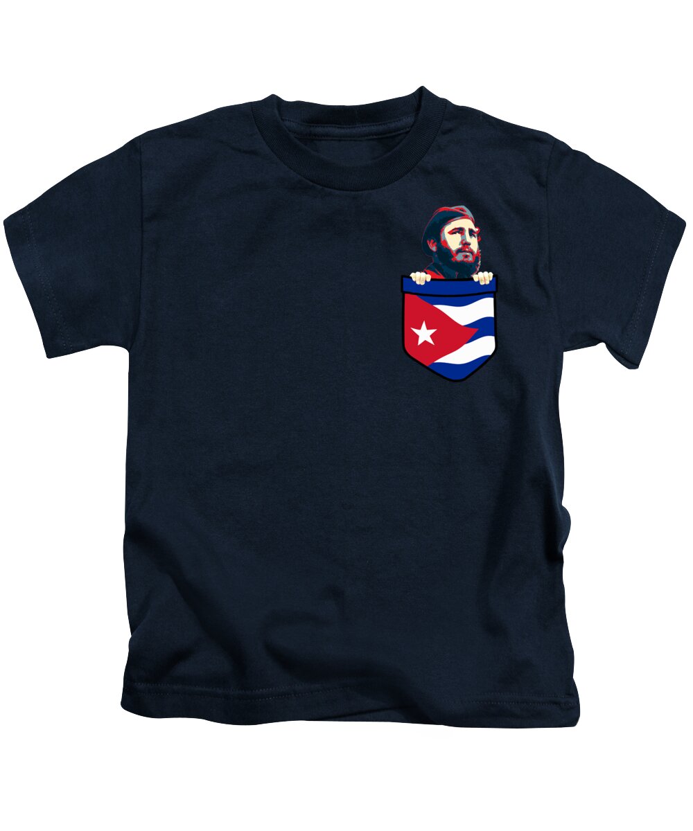 Cuba Kids T-Shirt featuring the digital art Copy of Fidel Castro Cuba Chest Pocket by Filip Schpindel