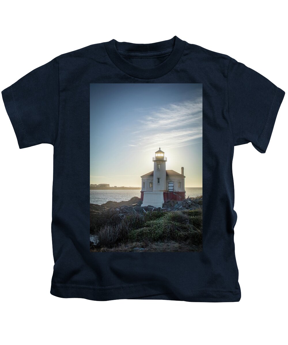 2018 Kids T-Shirt featuring the photograph Coquille River Lighthouse, OR by Gerri Bigler