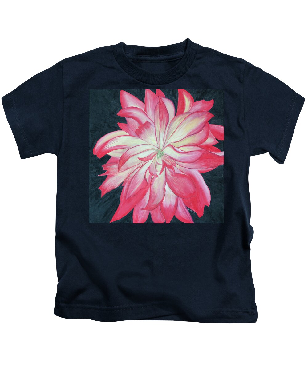 Dahlia Kids T-Shirt featuring the painting Dahlia Explosion by Laurel Best
