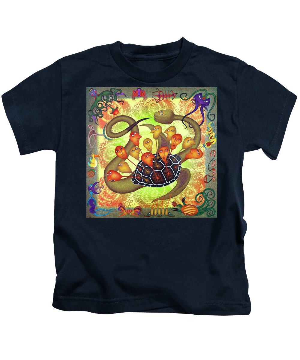 Darwin Evolution Mars Visionary Turtle Planet Imaginary  Kids T-Shirt featuring the painting Darwin on Mars by Hone Williams