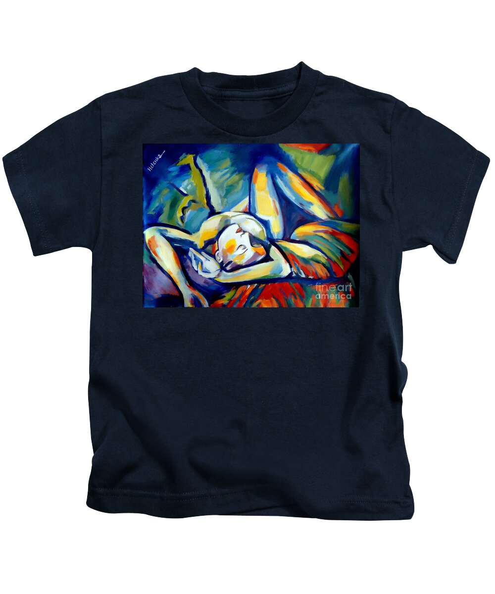 Nude Figures Kids T-Shirt featuring the painting Distressful by Helena Wierzbicki