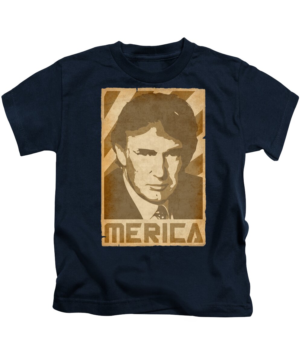 Donald Kids T-Shirt featuring the digital art Donald Trump Merica Retro Propaganda by Megan Miller