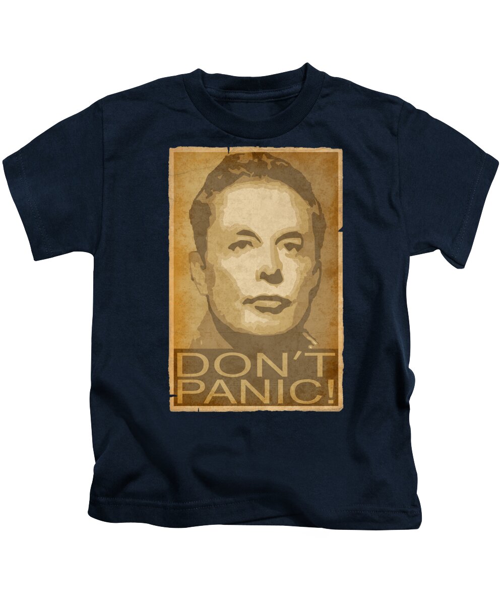 Elon Kids T-Shirt featuring the digital art Elon Musk Musk Dont Panic by Filip Schpindel