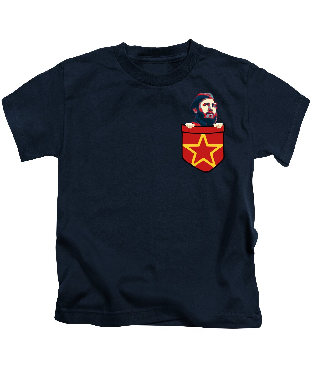 Cuba Kids T-Shirt featuring the digital art Fidel Castro Socialism Chest Pocket by Filip Schpindel
