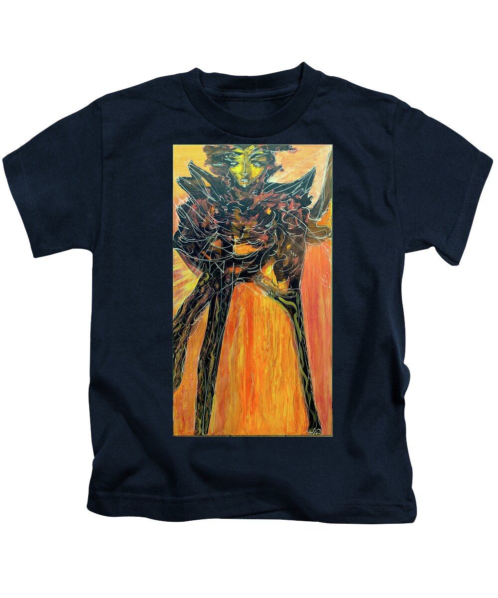 Alien Kids T-Shirt featuring the painting Fiery Orange by Leslie Porter