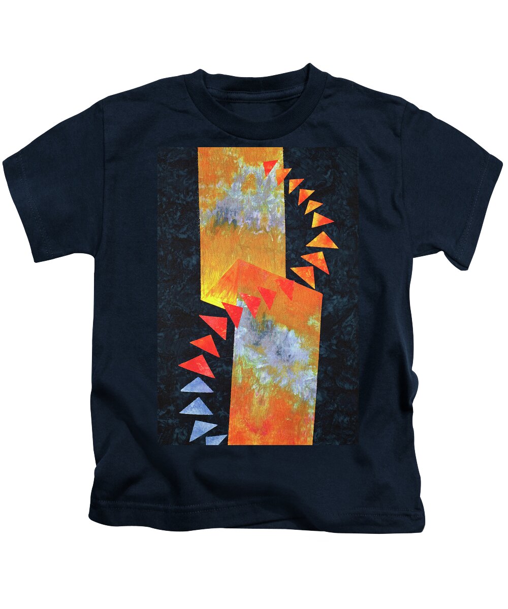 Fiber Art Kids T-Shirt featuring the mixed media Flight at Sunset Detail by Vivian Aumond