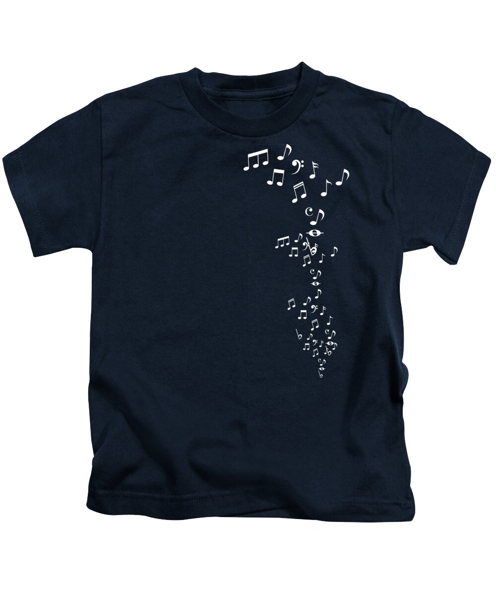 Flying Kids T-Shirt featuring the digital art Flying Notes White by Megan Miller