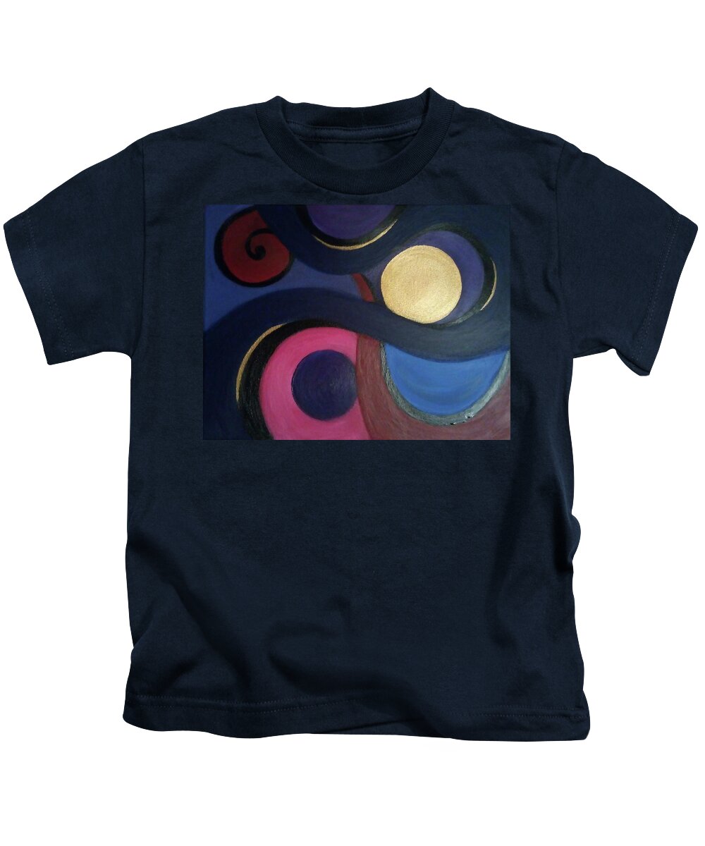 Full Moon Kids T-Shirt featuring the painting Full Moon Musings by Eseret Art