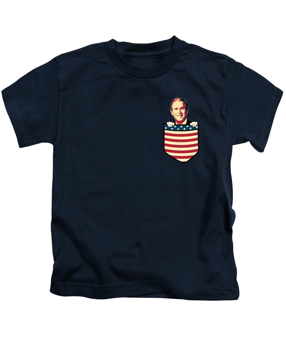 George W Bush Kids T-Shirt featuring the digital art George W Bush In my pocket by Megan Miller