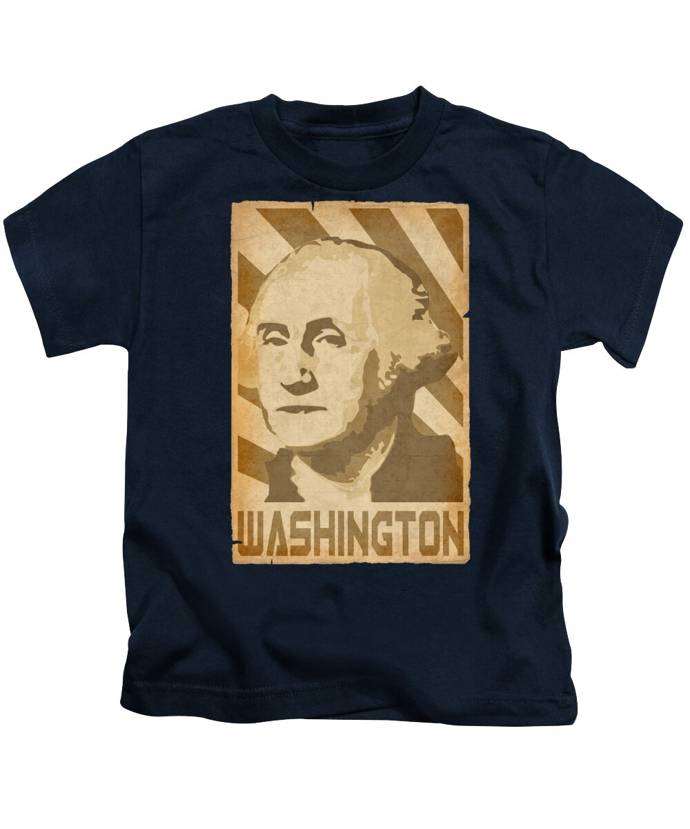 George Kids T-Shirt featuring the digital art George Washington Retro Propaganda by Megan Miller