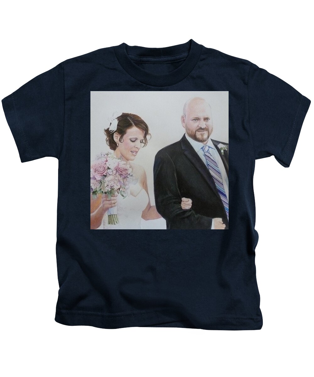 Bride Kids T-Shirt featuring the mixed media Giving the Bride Away by Constance DRESCHER