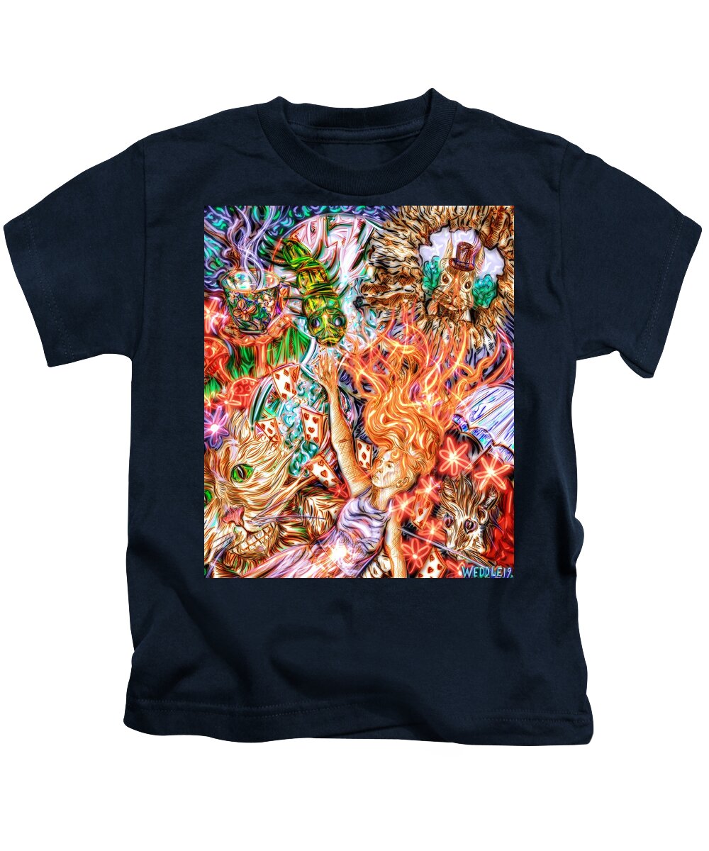 Alice In Wonderland Kids T-Shirt featuring the digital art Go Ask Alice by Angela Weddle