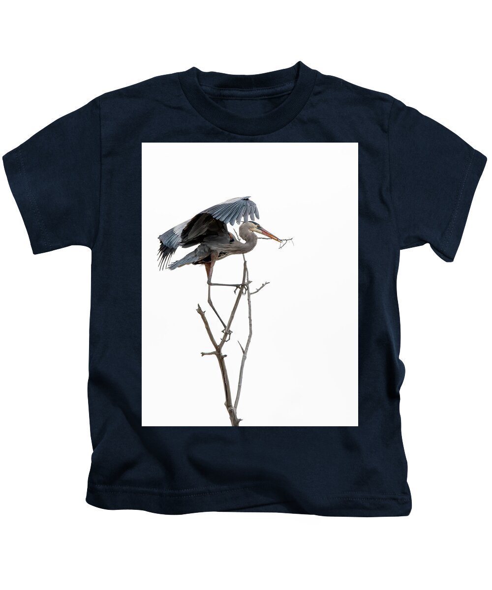 Stillwater Wildlife Refuge Kids T-Shirt featuring the photograph Great Blue Heron 8 by Rick Mosher