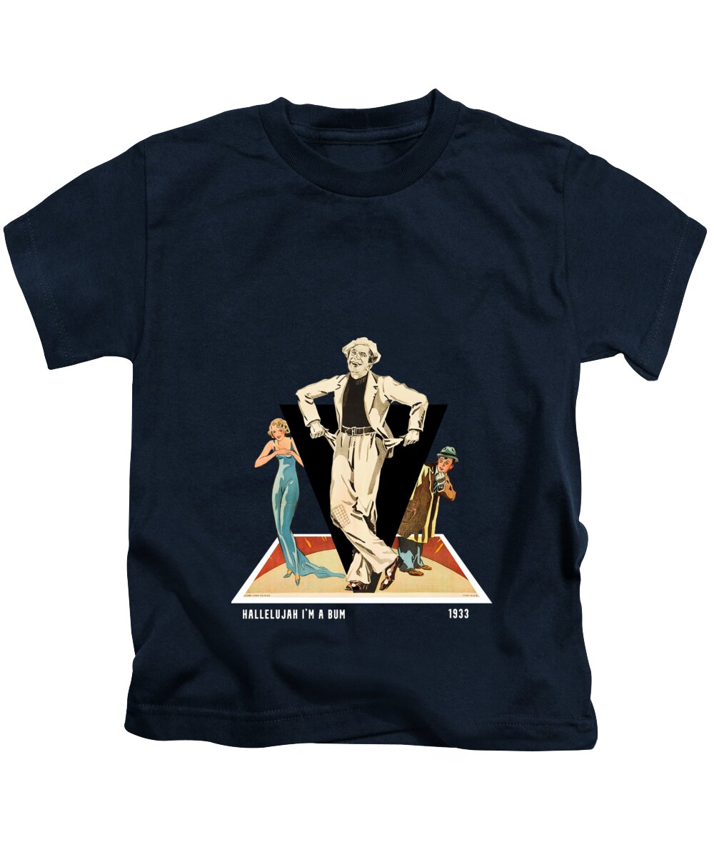 Synopsis Kids T-Shirt featuring the mixed media ''Halleluja I'm a Bum'', 1933 - 3d movie poster - with synopsis by Movie World Posters