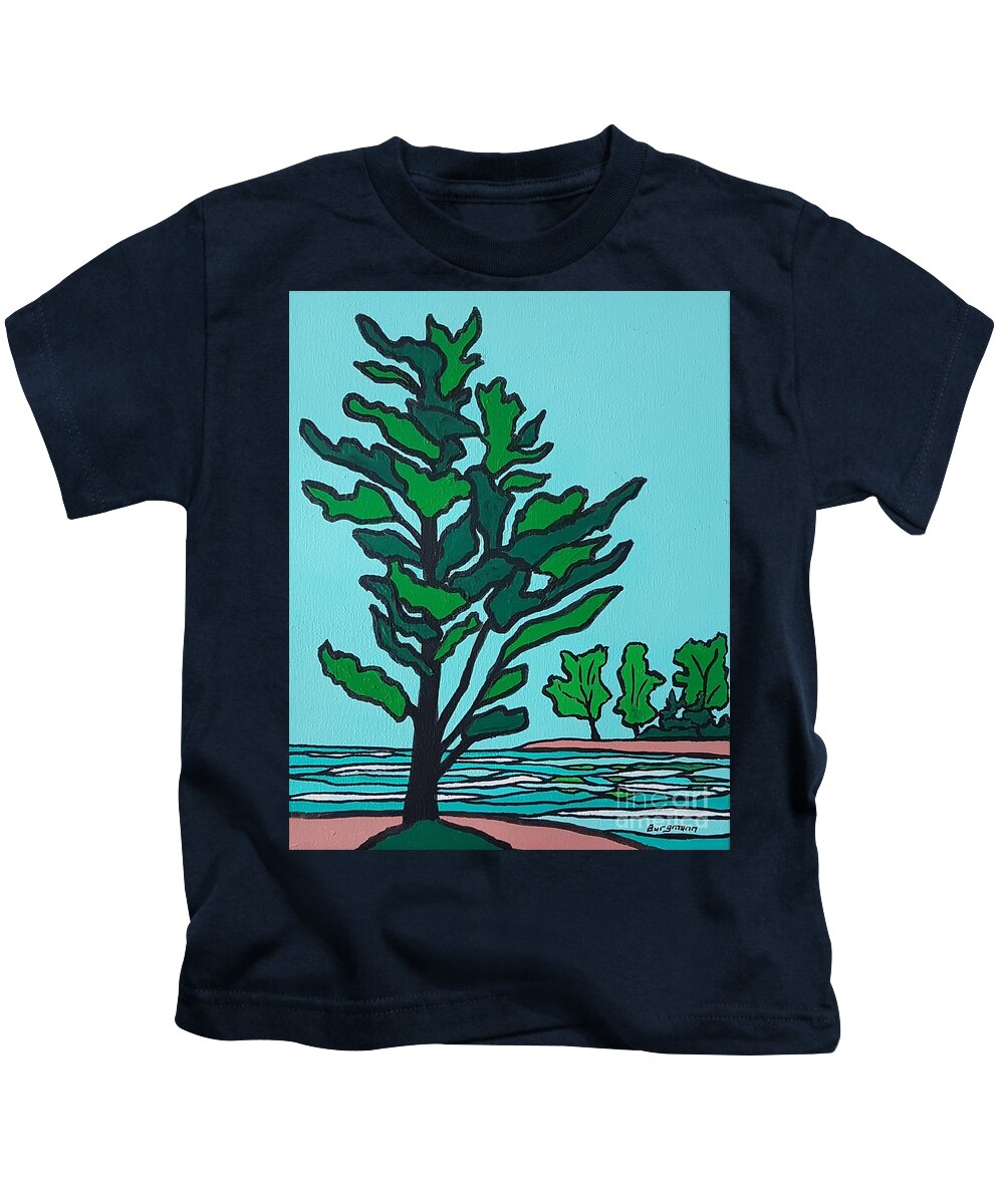 Landscape Kids T-Shirt featuring the painting Hello Girls by Petra Burgmann