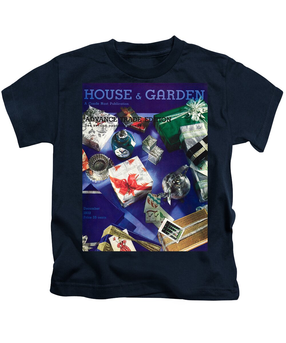 Holiday Kids T-Shirt featuring the photograph House and Garden Cover December 1932 by Anton Bruehl