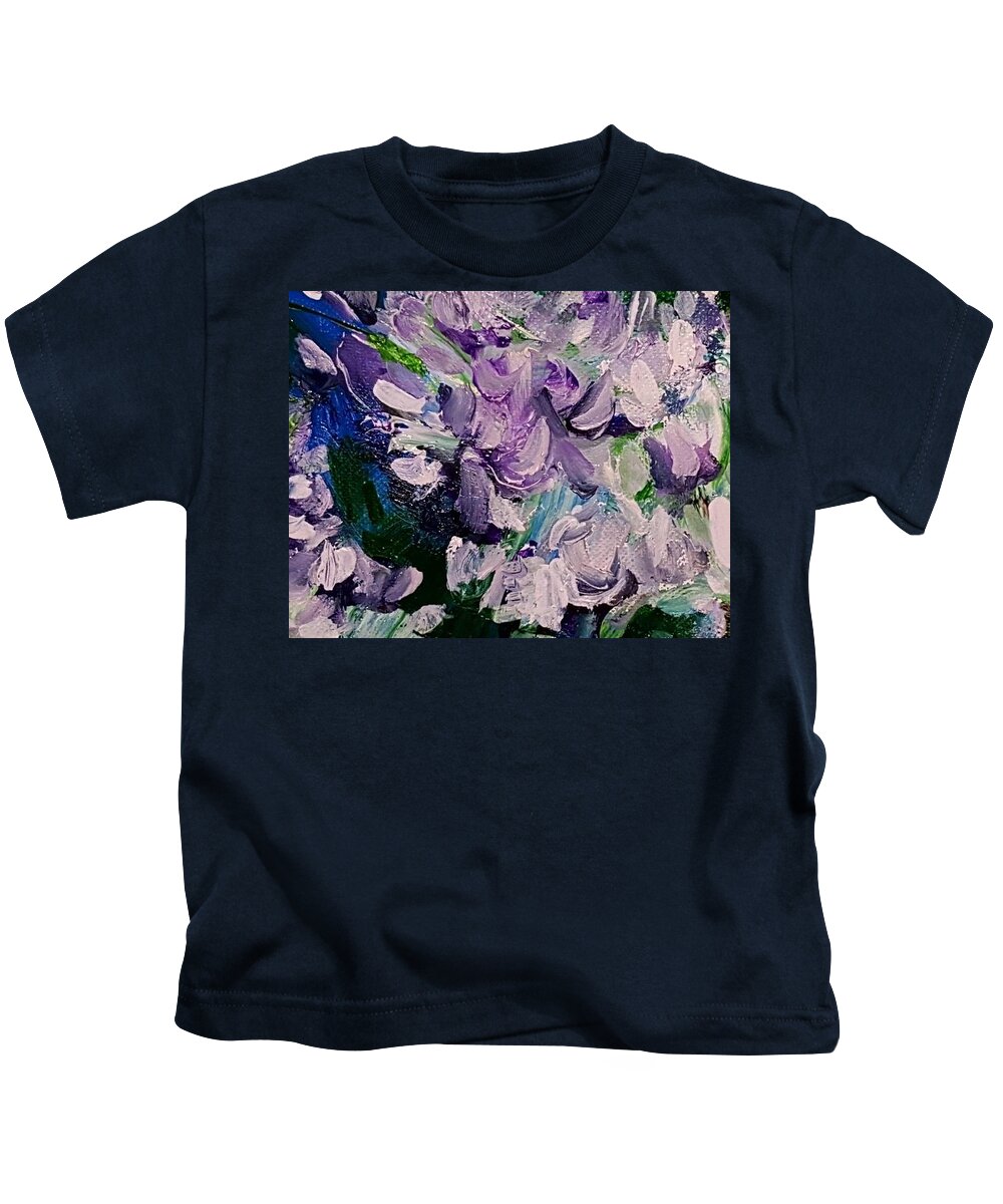 Hydrangea Kids T-Shirt featuring the painting Hydrangea gardens by Julie TuckerDemps