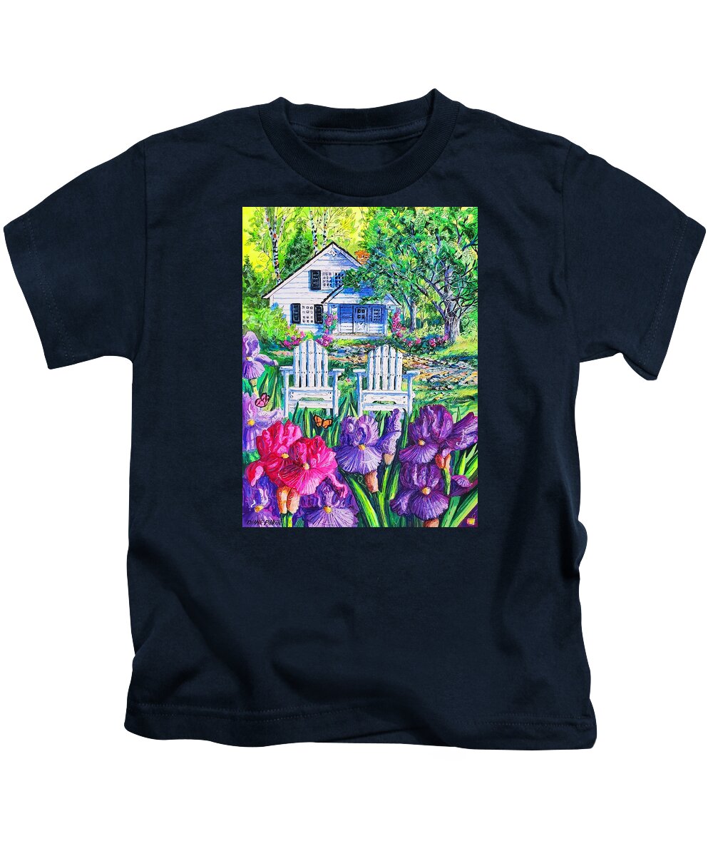 Iris Kids T-Shirt featuring the painting Irises by Diane Phalen