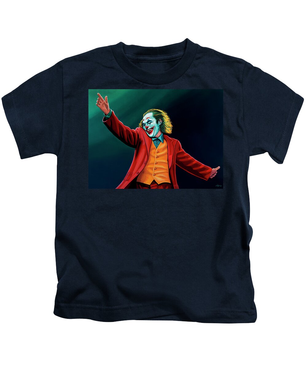 Joaquin Phoenix Kids T-Shirt featuring the painting Joaquin in Joker Painting by Paul Meijering