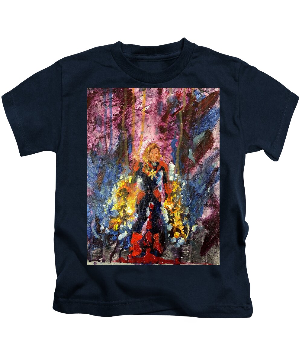 Marvel Kids T-Shirt featuring the painting Just A Girl by Bethany Beeler