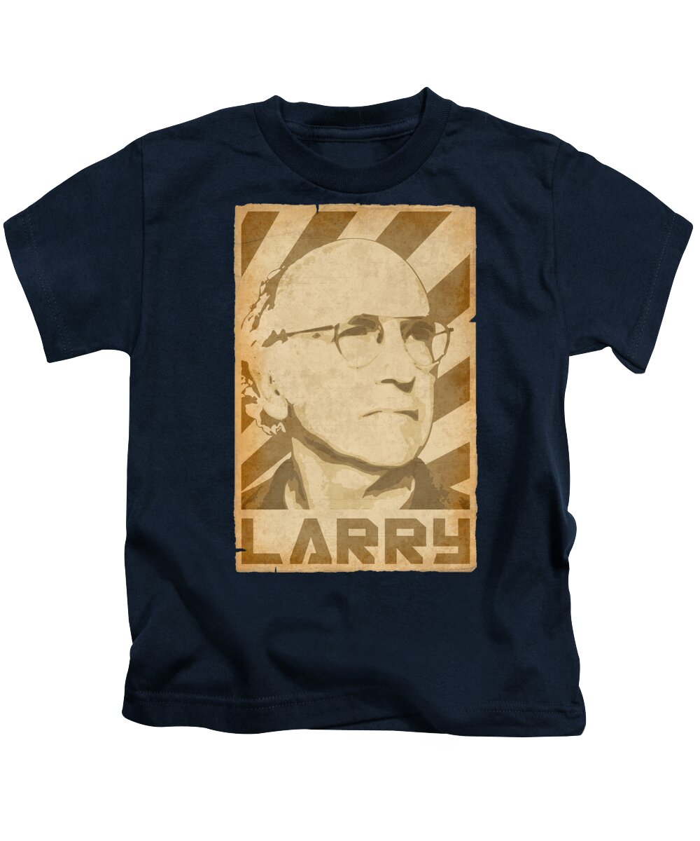 Larry Kids T-Shirt featuring the digital art Larry David retro Propaganda by Megan Miller