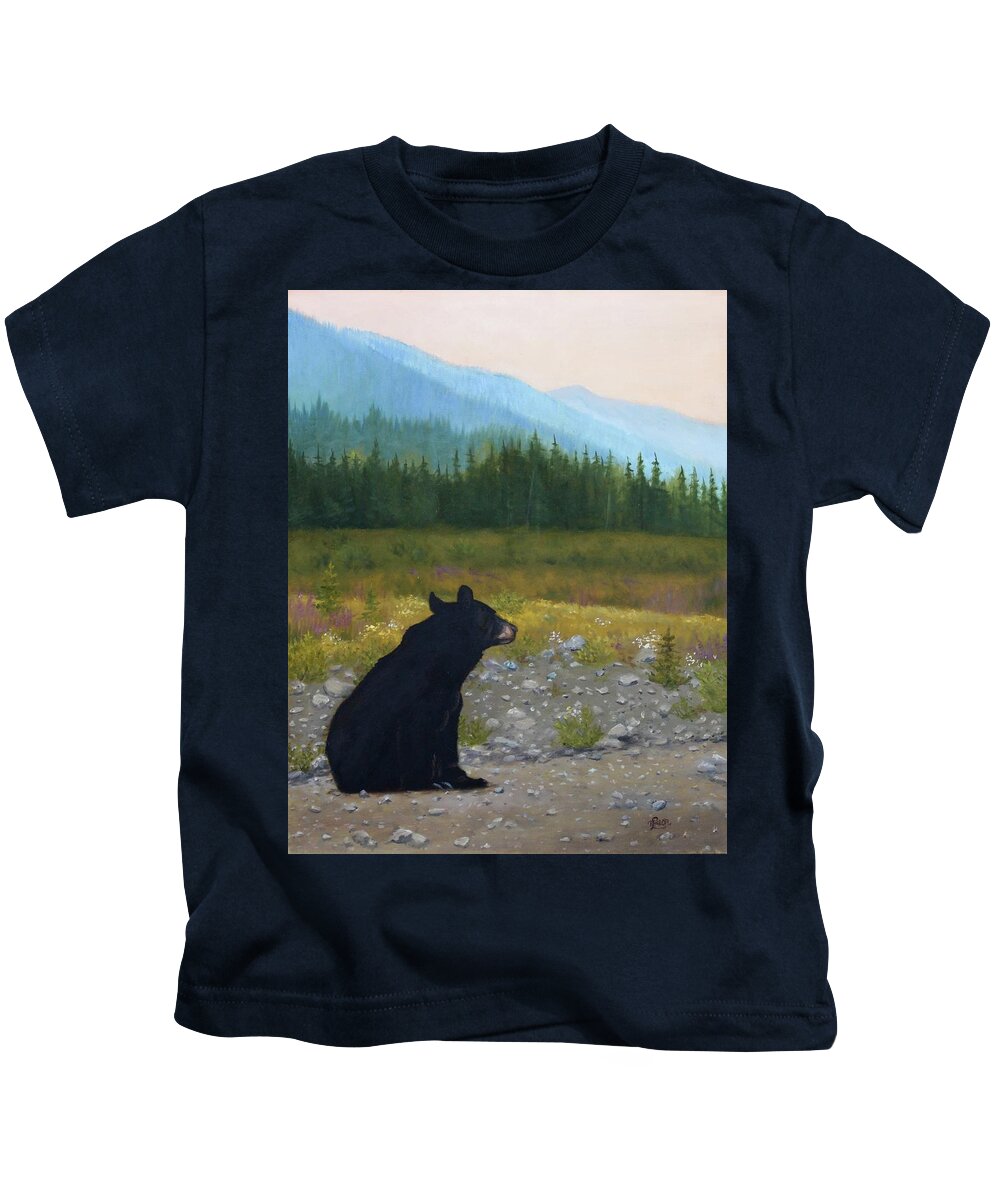 Bear Kids T-Shirt featuring the painting Late Day Musings by Tammy Taylor