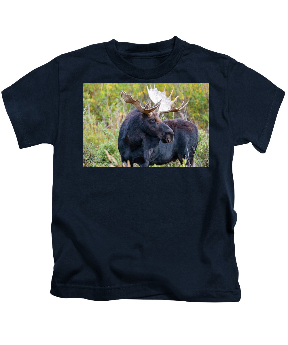 Moose Kids T-Shirt featuring the photograph Looking Back by Darlene Bushue