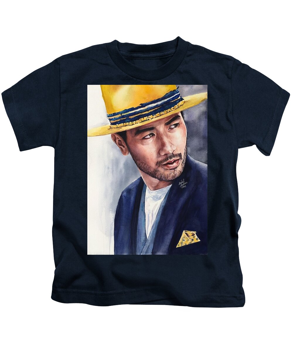 Godfrey Gao Kids T-Shirt featuring the painting Looking Back by Michal Madison