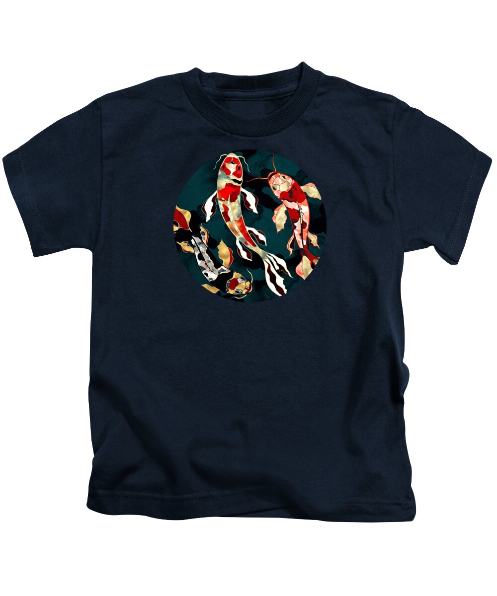 Digital Kids T-Shirt featuring the digital art Metallic Koi by Spacefrog Designs