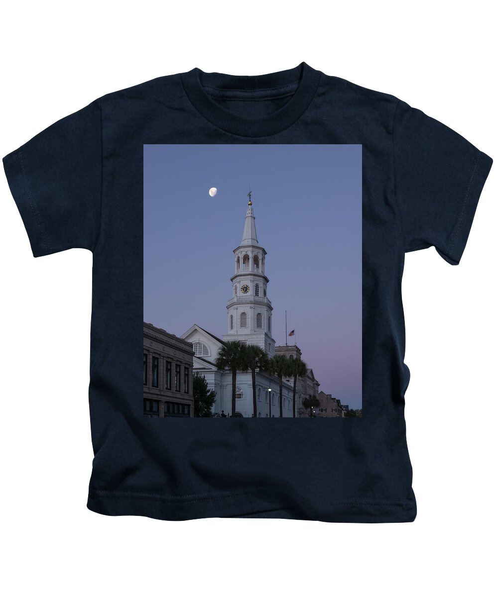 Charleston Kids T-Shirt featuring the photograph Moon Over Four Corners by John Kirkland